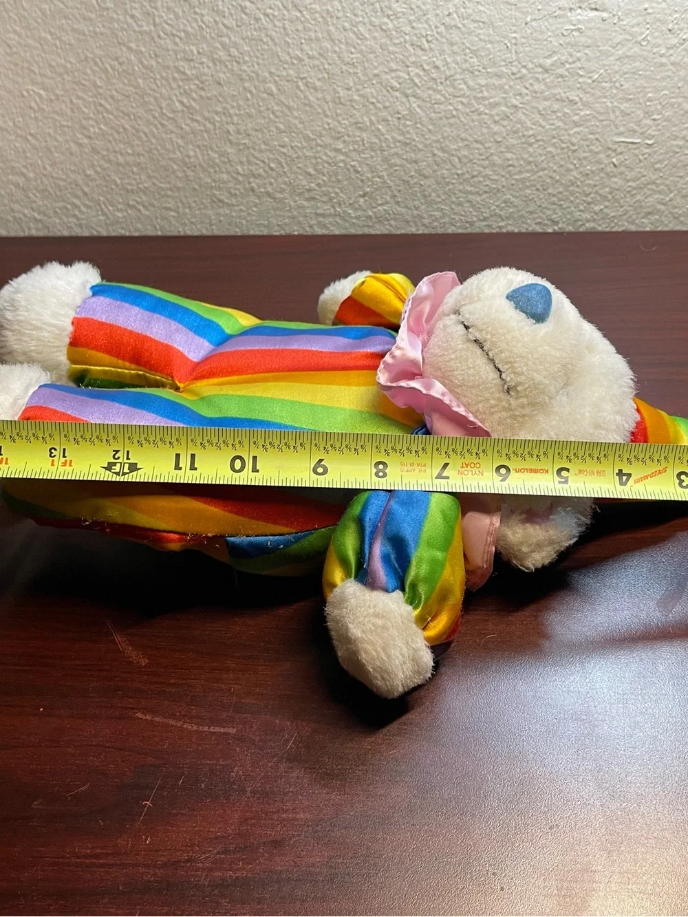 Rainbow Striped Clown Bear Costume Plush Used